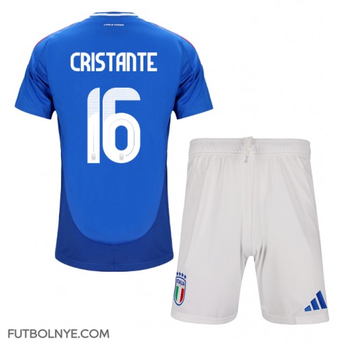 Camiseta Italia Bryan Cristante #16 Primera Equipación para niños Eurocopa 2024 manga corta (+ pantalones cortos)